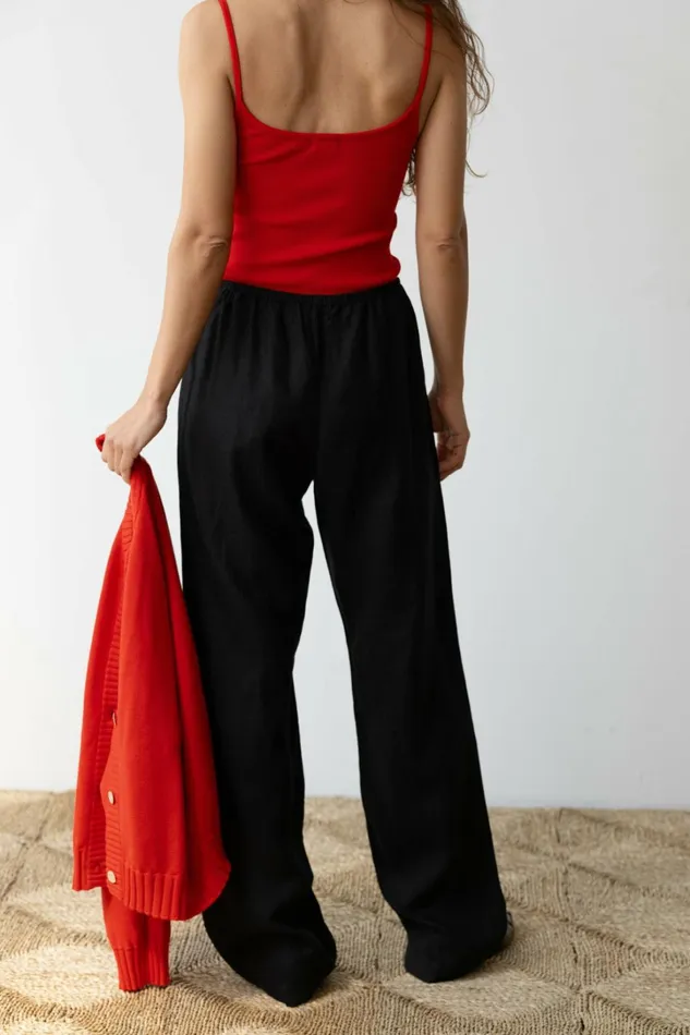 Women DONNI Bottoms The Linen Simple Pant