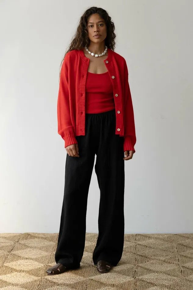 Women DONNI Bottoms The Linen Simple Pant