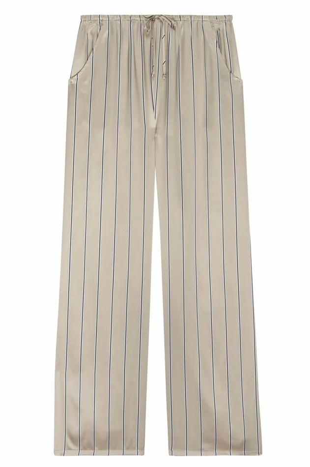Women DONNI Bottoms The Silk Pinstripe Drawstring Pant