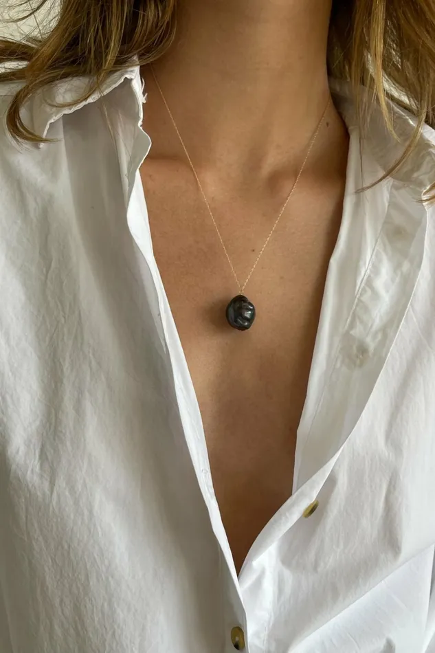 Women DONNI Jewelry The June 20034 Black Pearl Necklace