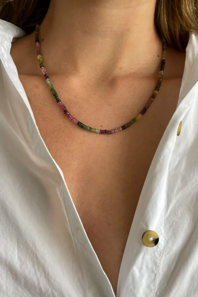 Women DONNI Jewelry Watermelon Tourmaline Faceted Necklace