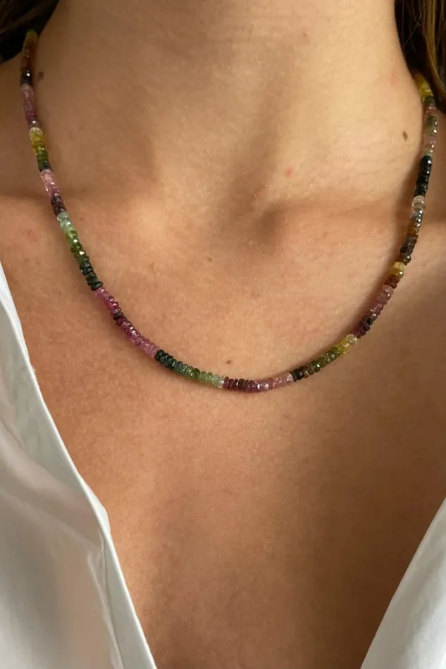 Women DONNI Jewelry Watermelon Tourmaline Faceted Necklace
