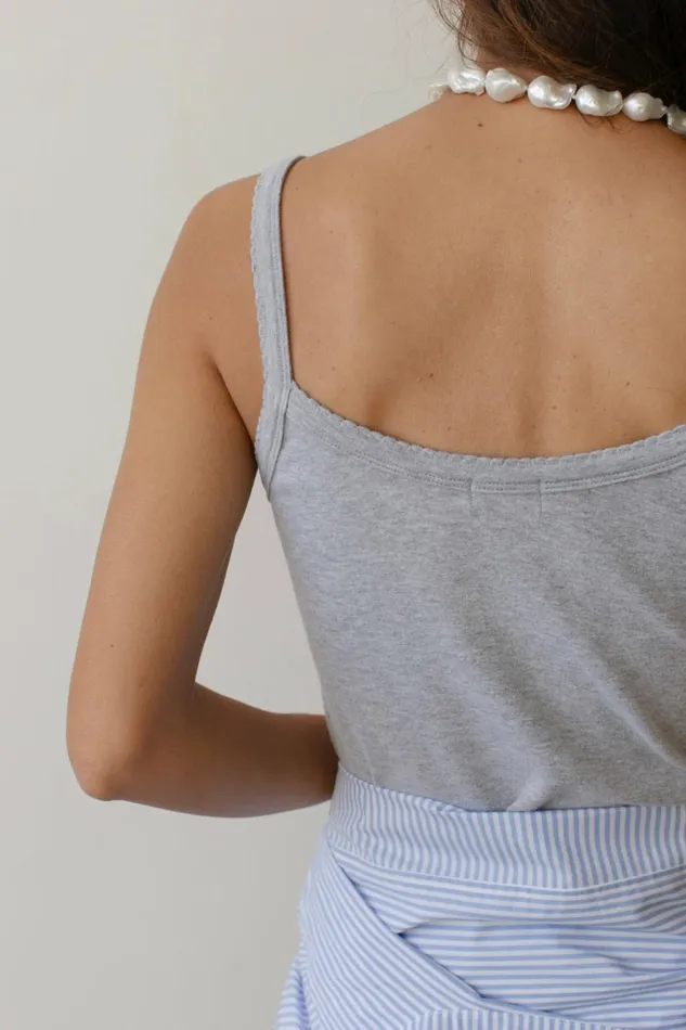 Women DONNI Tops The Baby Rib Scallop Tank