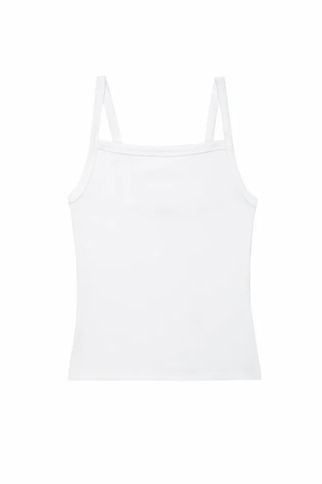 Women DONNI Tops The Baby Rib Square Neck Tank