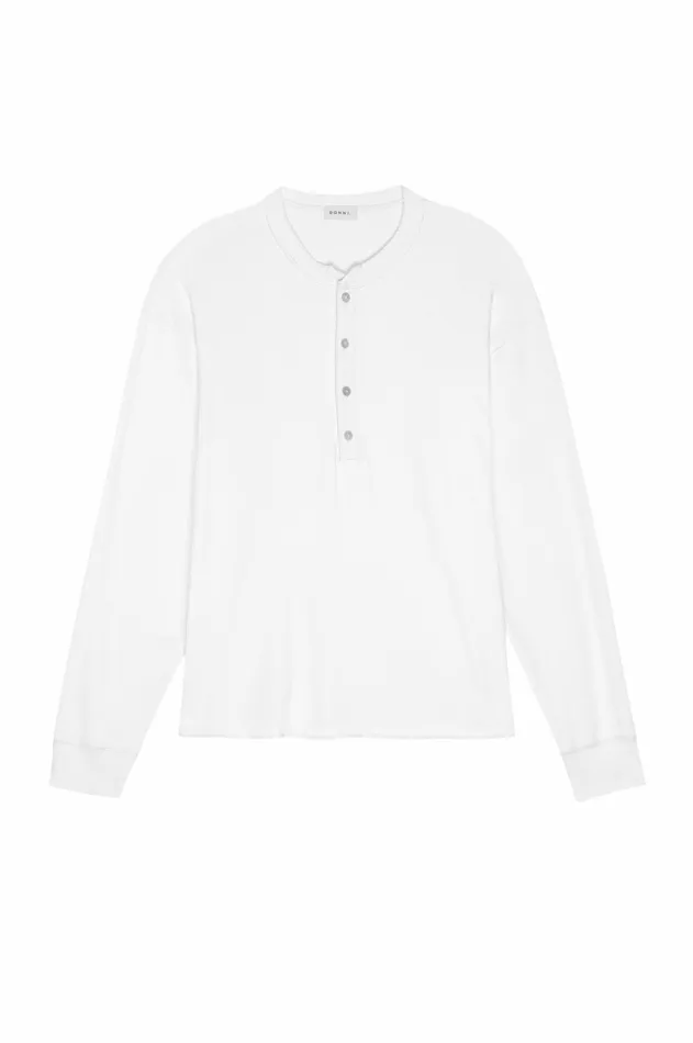 Women DONNI Tops The Scallop Henley Powder