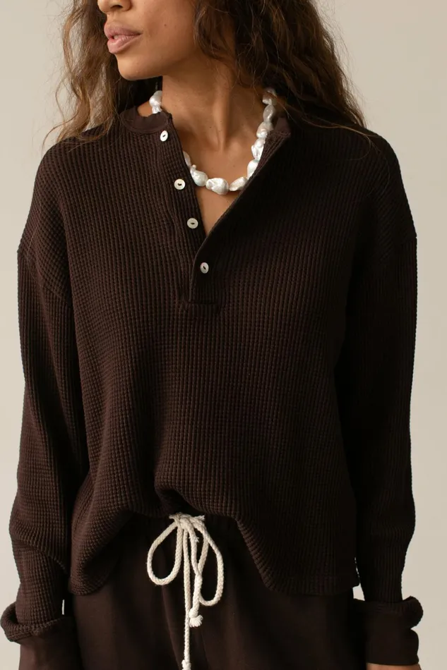 Women DONNI Tops The Thermal Henley