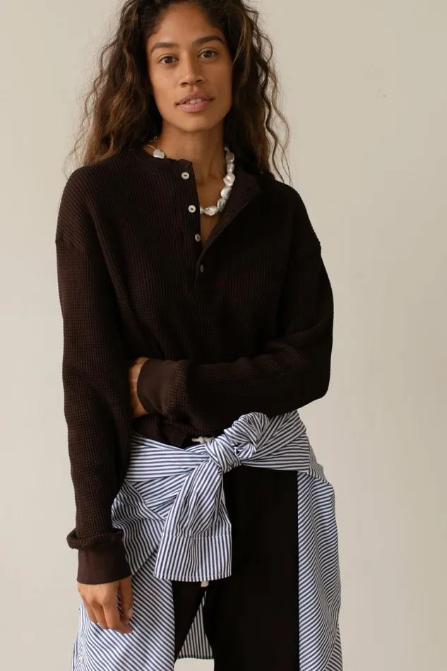 Women DONNI Tops The Thermal Henley