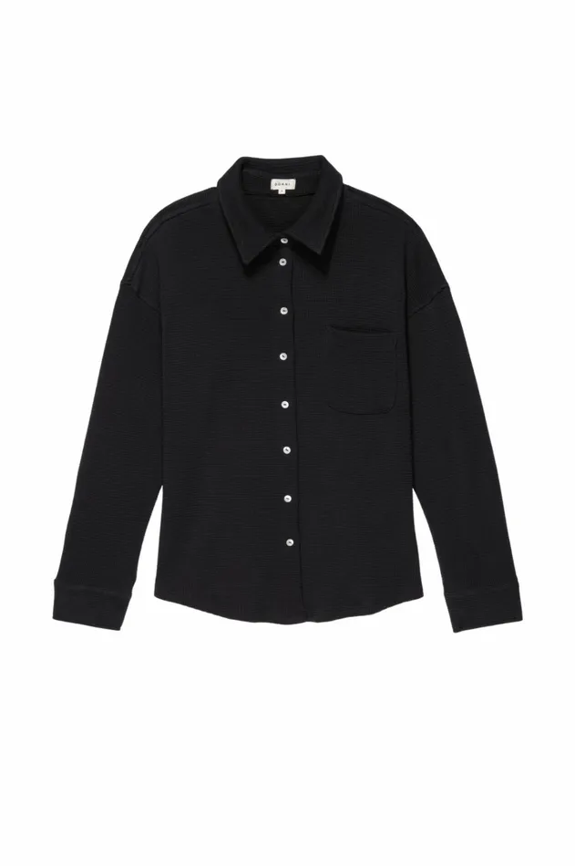 Women DONNI Tops Thermal Button Down
