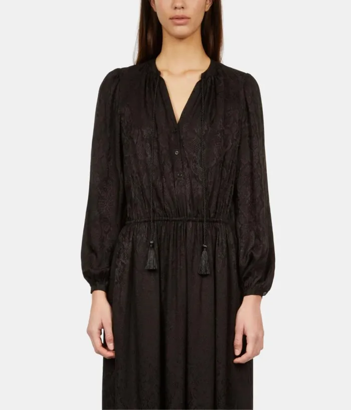 Women Dresses and Jumpsuits THE KOOPLES Long Black Snakeskin Jacquard Dress