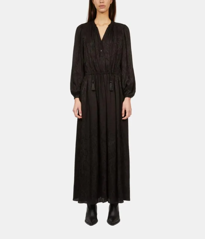 Women Dresses and Jumpsuits THE KOOPLES Long Black Snakeskin Jacquard Dress