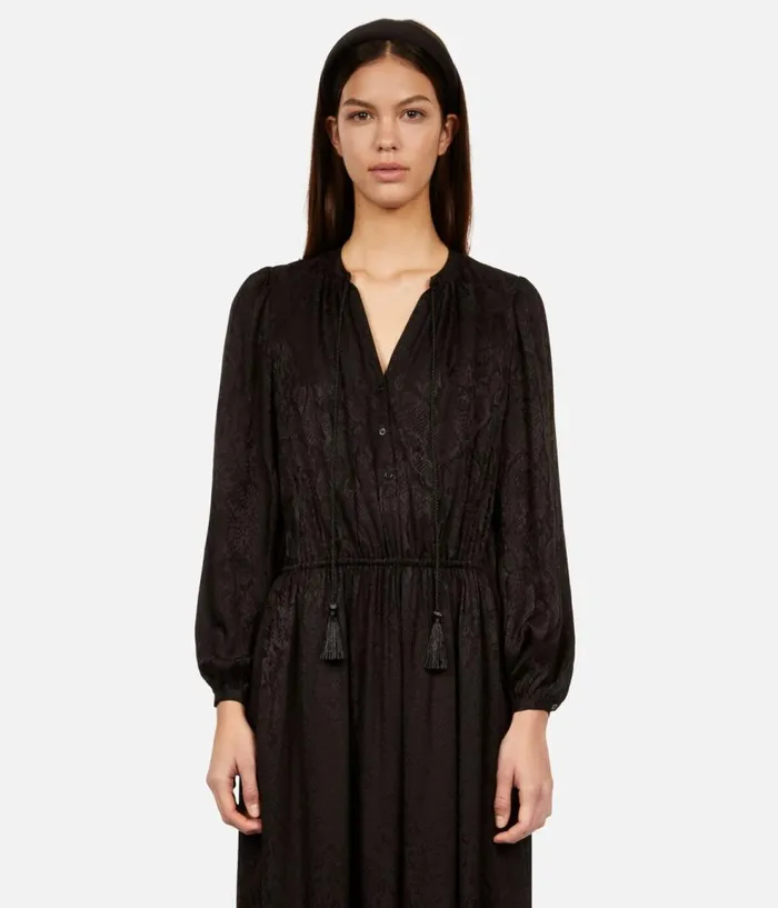 Women Dresses and Jumpsuits THE KOOPLES Long Black Snakeskin Jacquard Dress