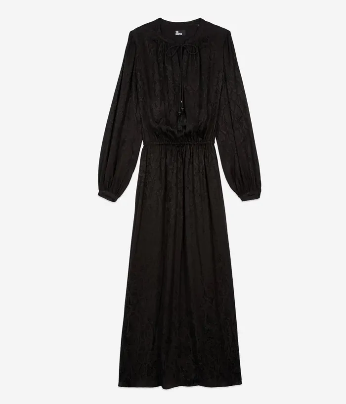 Women Dresses and Jumpsuits THE KOOPLES Long Black Snakeskin Jacquard Dress