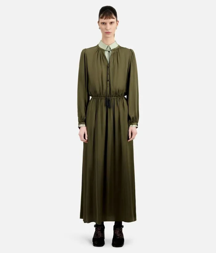 Women Dresses and Jumpsuits THE KOOPLES Long Khaki Dress With Lacing