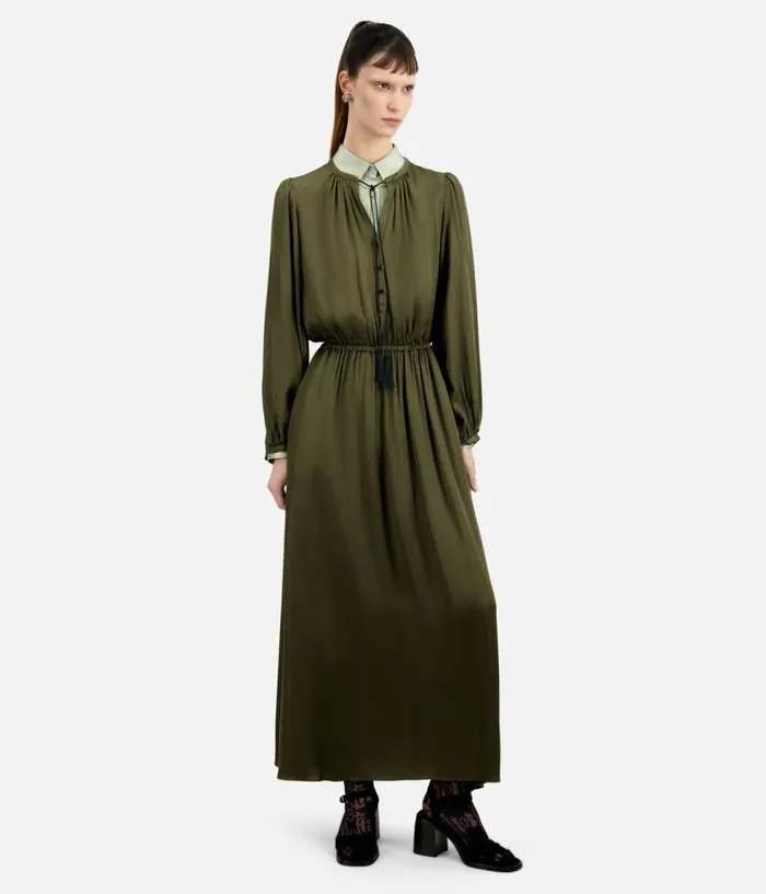 Women Dresses and Jumpsuits THE KOOPLES Long Khaki Dress With Lacing
