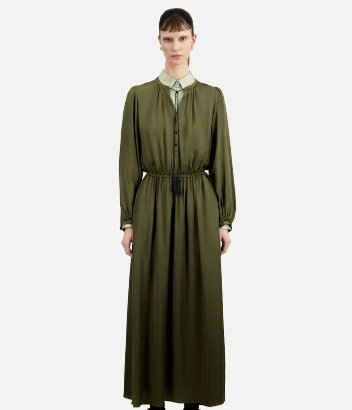 Women Dresses and Jumpsuits THE KOOPLES Long Khaki Dress With Lacing