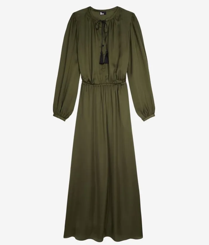 Women Dresses and Jumpsuits THE KOOPLES Long Khaki Dress With Lacing