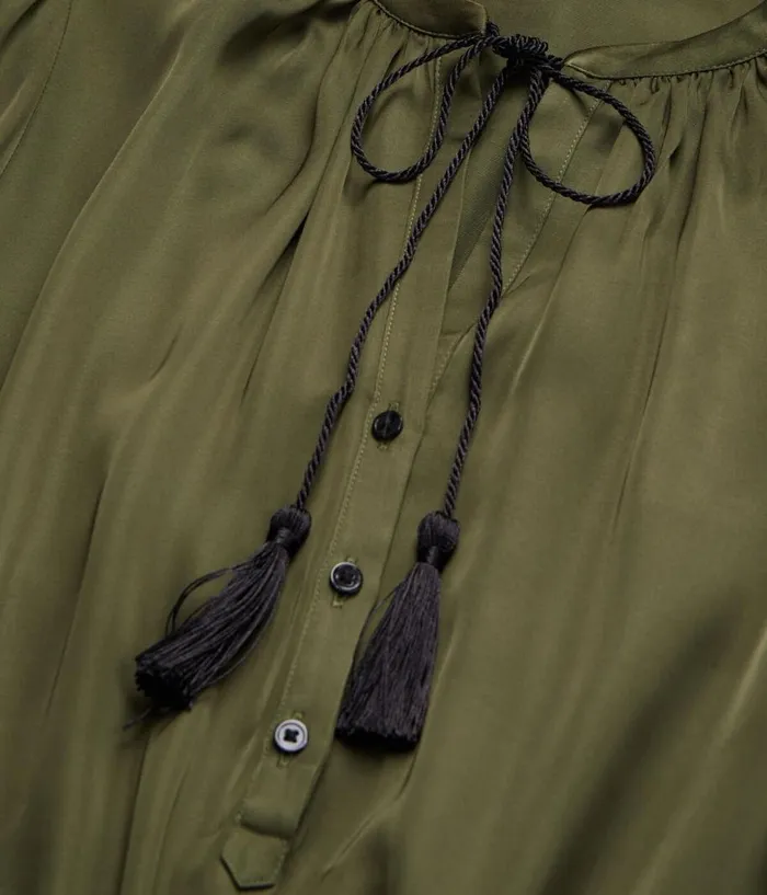 Women Dresses and Jumpsuits THE KOOPLES Long Khaki Dress With Lacing