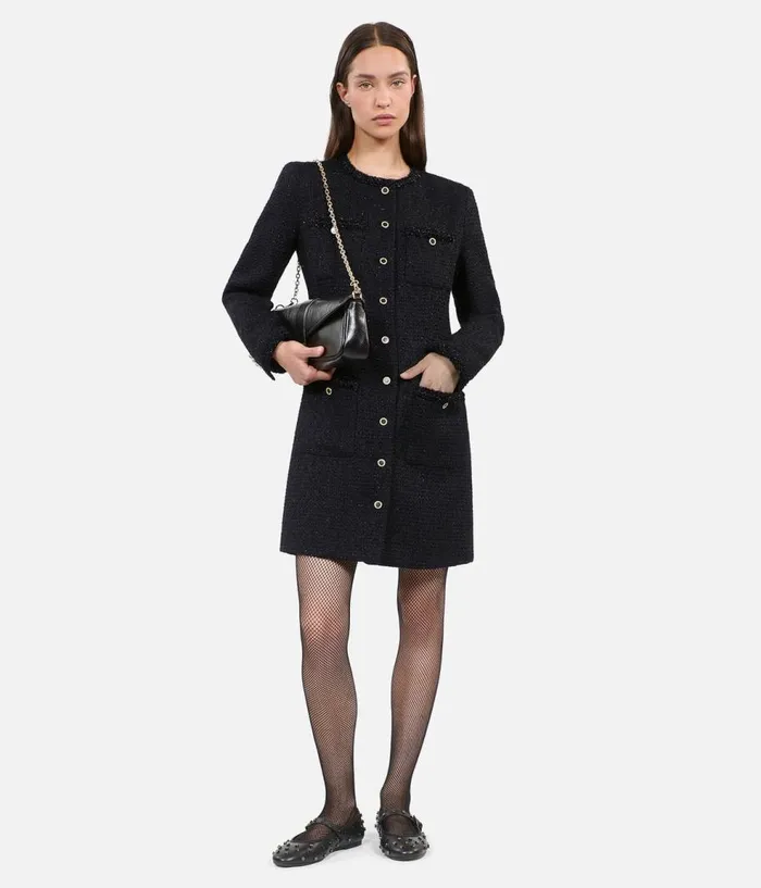 Women Dresses and Jumpsuits THE KOOPLES Short Black Tweed Dress