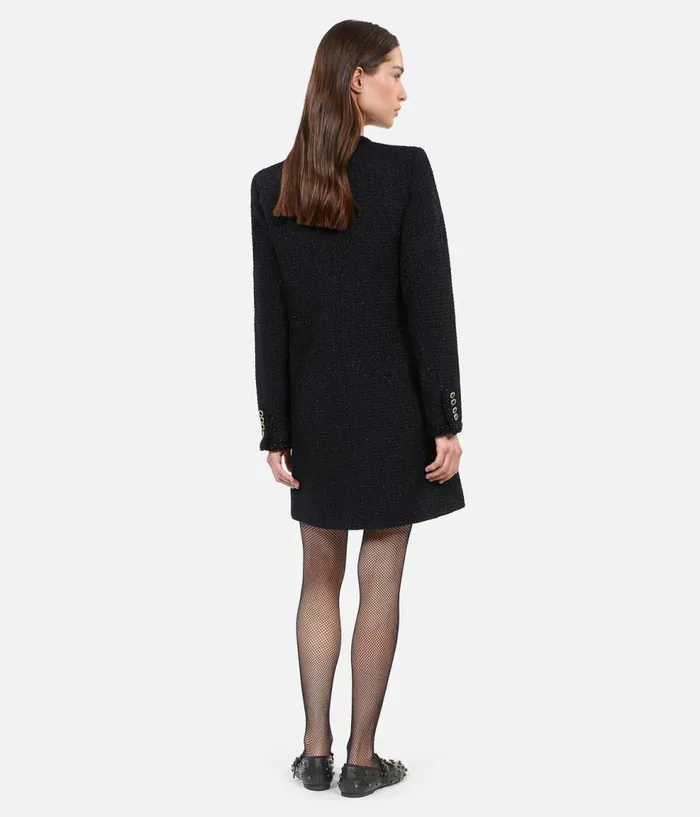 Women Dresses and Jumpsuits THE KOOPLES Short Black Tweed Dress Women Dresses and Jumpsuits THE KOOPLES Short Black Tweed Dress