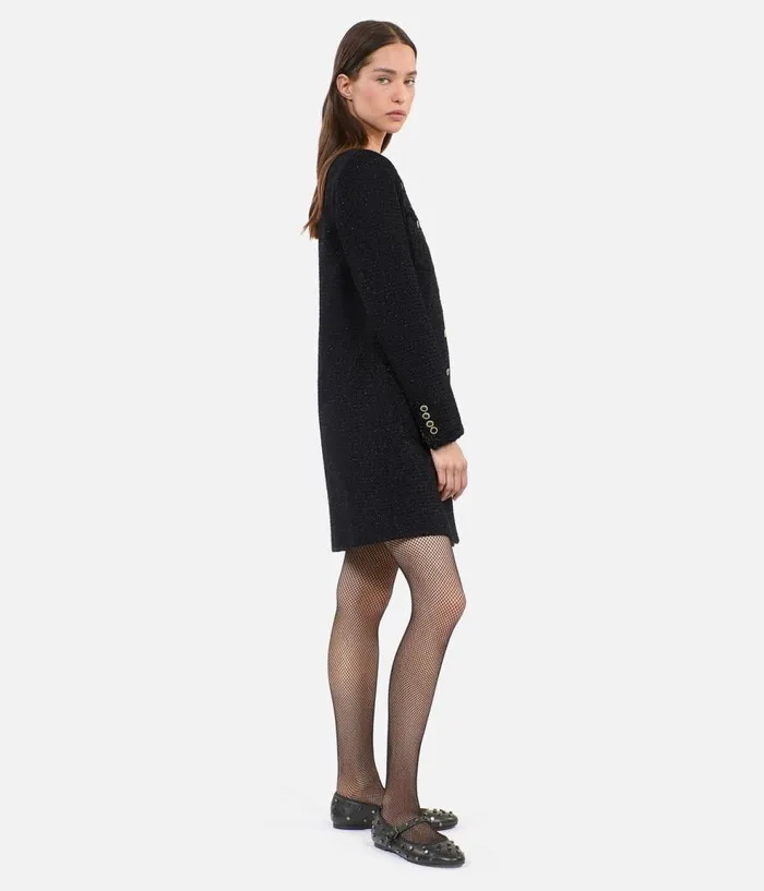 Women Dresses and Jumpsuits THE KOOPLES Short Black Tweed Dress Women Dresses and Jumpsuits THE KOOPLES Short Black Tweed Dress