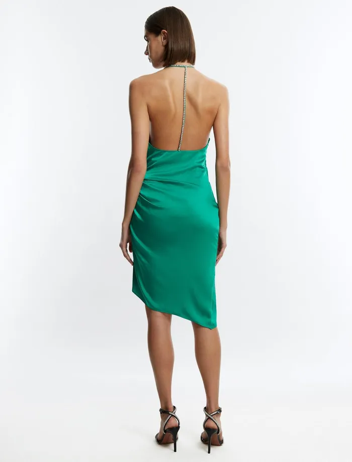 Women Dresses BCBG Green Anwen Ruched Mini Dress Green