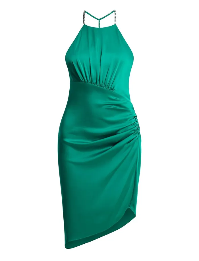 Women Dresses BCBG Green Anwen Ruched Mini Dress Green