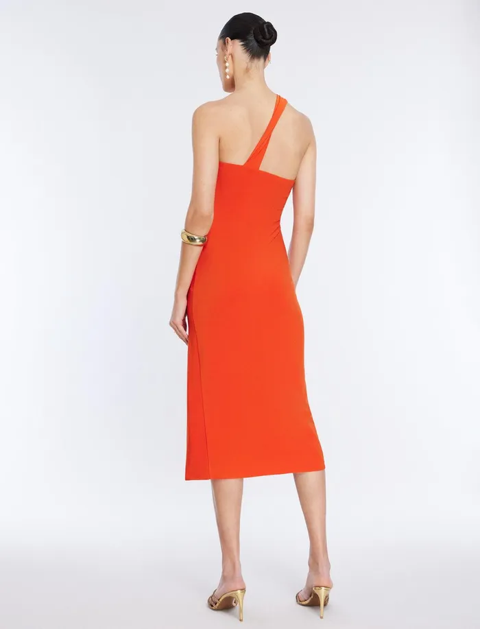 Women Dresses BCBG Matilda One Shoulder Midi Dress Pumpkin