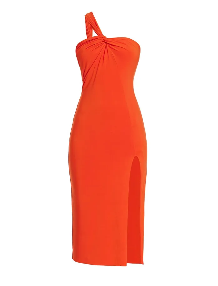 Women Dresses BCBG Matilda One Shoulder Midi Dress Pumpkin