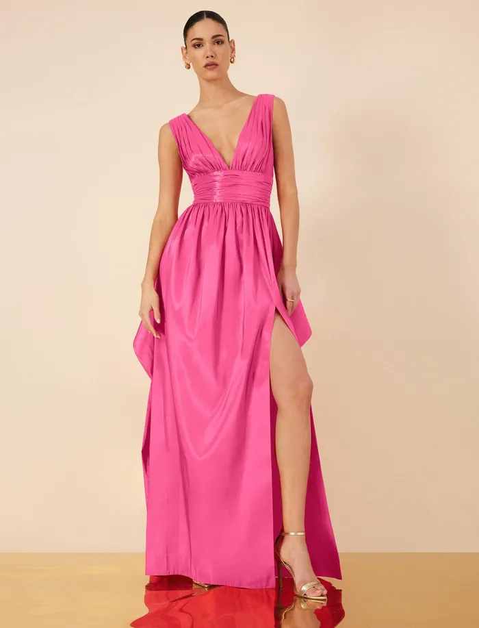 Women Dresses BCBG Phoenix Plunging VNeck Gown Bright Rose