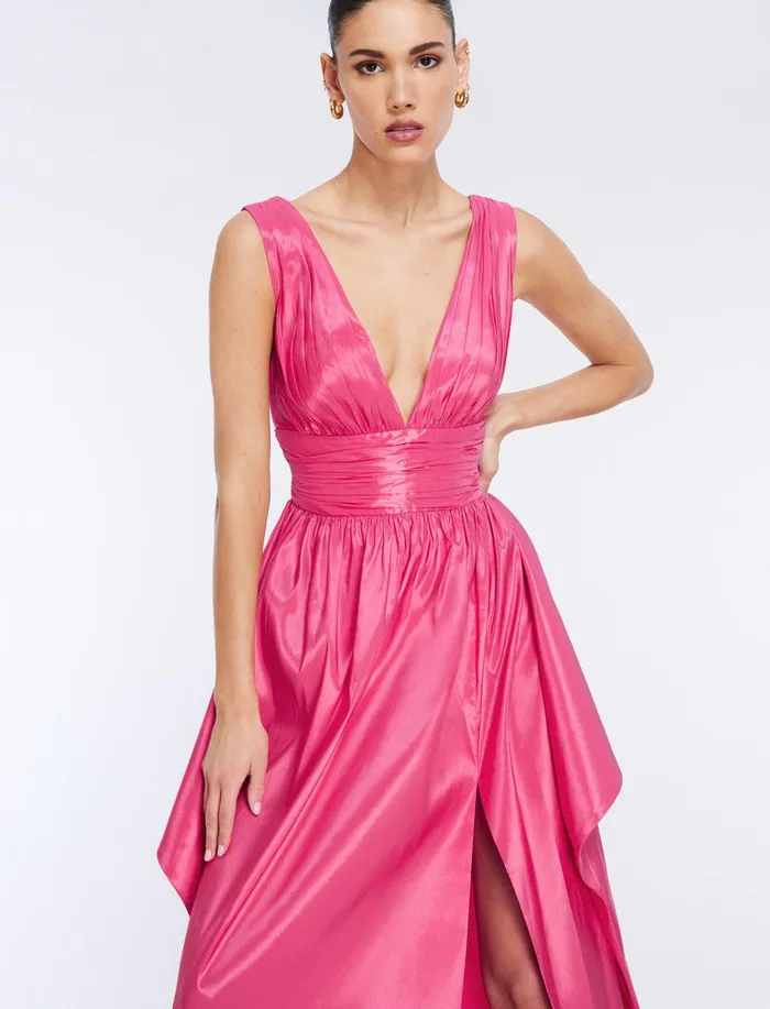 Women Dresses BCBG Phoenix Plunging VNeck Gown Bright Rose