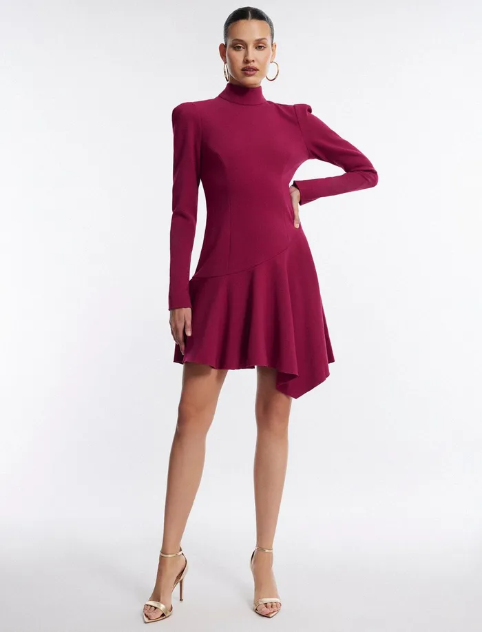 Women Dresses BCBG Pink Guinevere NeckTie Mini Dress Granite