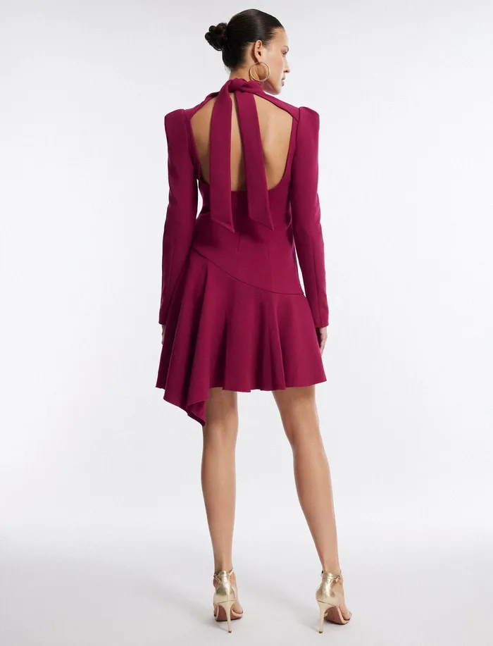 Women Dresses BCBG Pink Guinevere NeckTie Mini Dress Granite