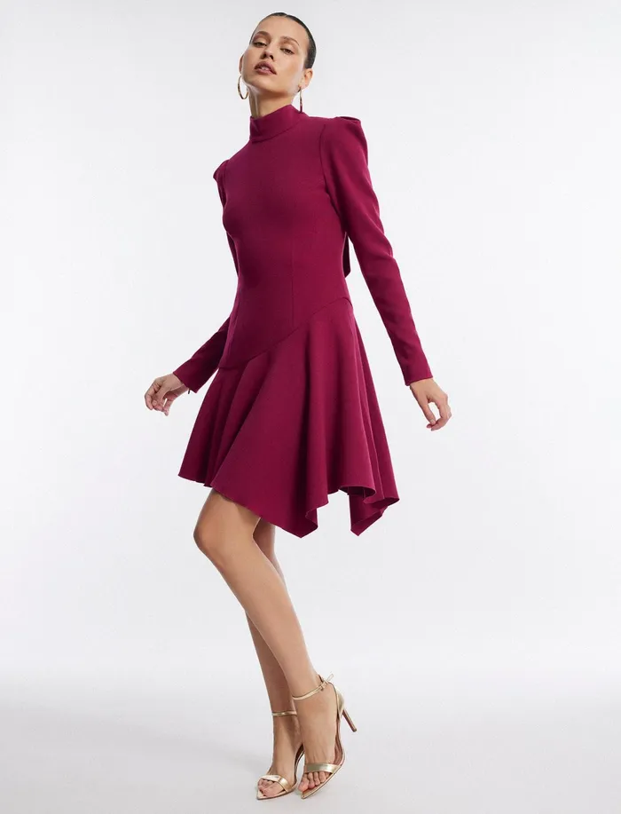 Women Dresses BCBG Pink Guinevere NeckTie Mini Dress Granite