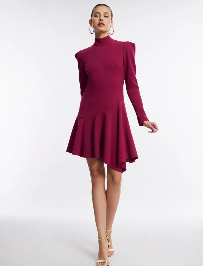 Women Dresses BCBG Pink Guinevere NeckTie Mini Dress Granite