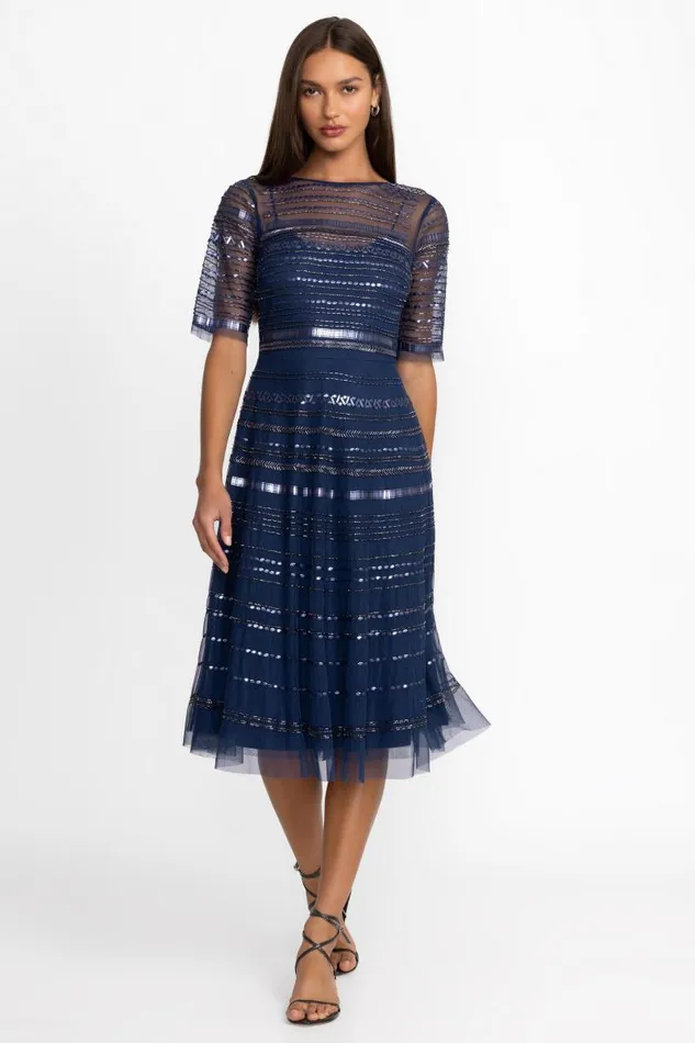 Women Dresses Johnny Was BEAD FEST DRESS Navy