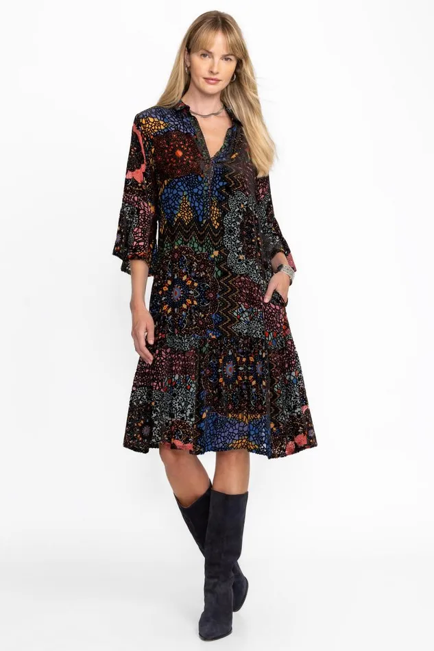 Women Dresses Johnny Was NASH MIDI BURNOUT DRESS Nava Burnout