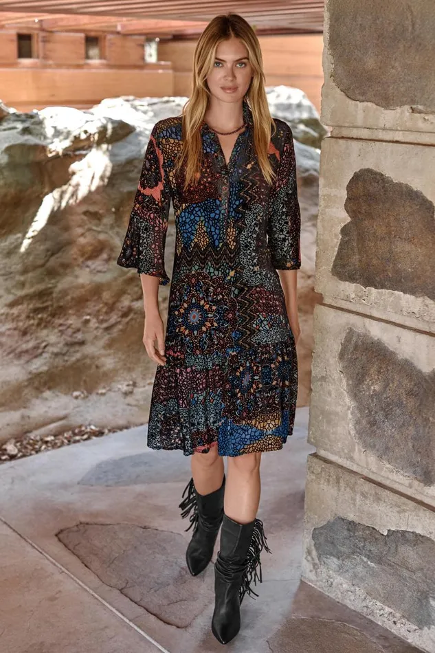 Women Dresses Johnny Was NASH MIDI BURNOUT DRESS Nava Burnout Women Dresses Johnny Was NASH MIDI BURNOUT DRESS Nava Burnout