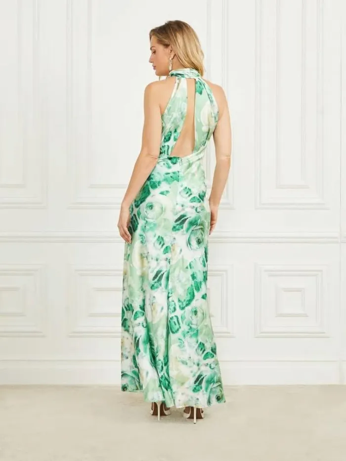 Women Dresses Marciano Sophia Maxi Halter Dress Roses Bouquet Print Women Dresses Marciano Sophia Maxi Halter Dress Roses Bouquet Print