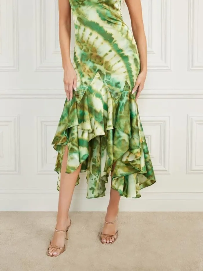 Women Dresses Marciano Waterfall Printed Satin Dress Elusive Print Women Dresses Marciano Waterfall Printed Satin Dress Elusive Print