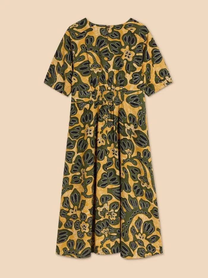 Women DRESSES White Stuff Kate Linen Blend Dress Chartreuse Print Women DRESSES White Stuff Kate Linen Blend Dress Chartreuse Print