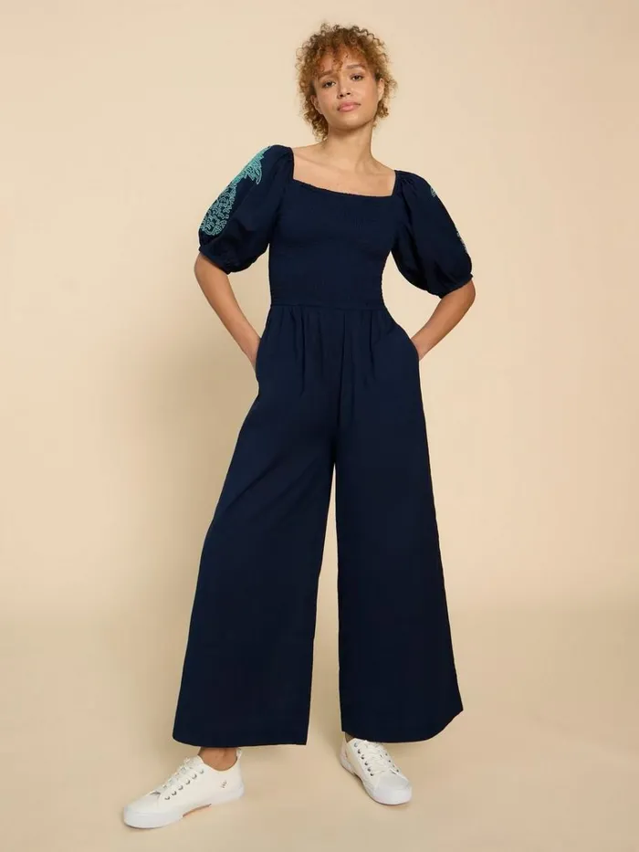 Women DRESSES White Stuff Reese Embroidered Jumpsuit Dark Navy