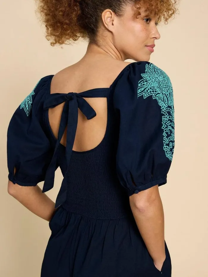 Women DRESSES White Stuff Reese Embroidered Jumpsuit Dark Navy