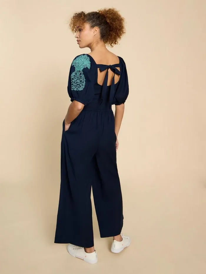 Women DRESSES White Stuff Reese Embroidered Jumpsuit Dark Navy