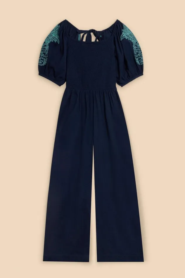 Women DRESSES White Stuff Reese Embroidered Jumpsuit Dark Navy