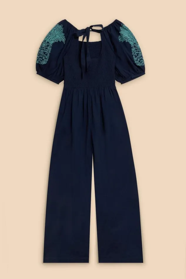 Women DRESSES White Stuff Reese Embroidered Jumpsuit Dark Navy