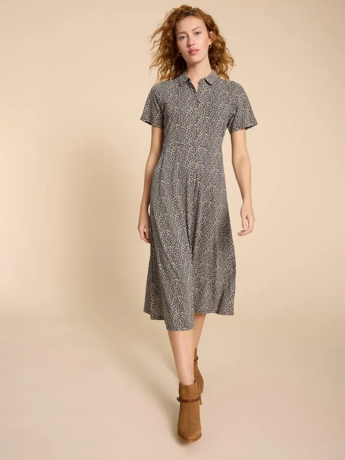 Women DRESSES White Stuff Rua Jersey Print Midi Dress Black Print Women DRESSES White Stuff Rua Jersey Print Midi Dress Black Print
