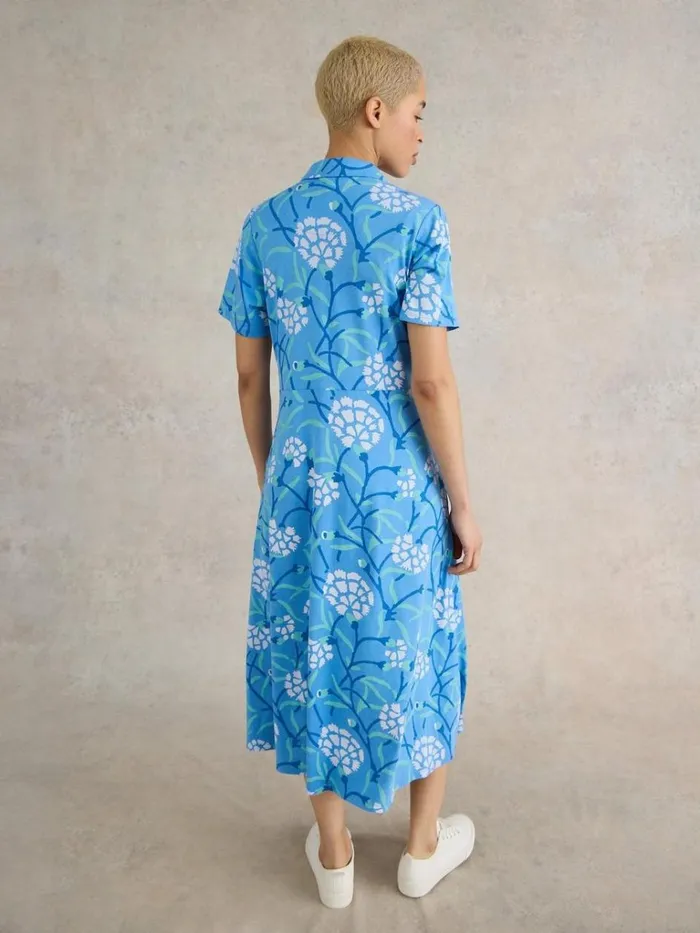 Women DRESSES White Stuff Rua Jersey Print Midi Dress Blue Multi Women DRESSES White Stuff Rua Jersey Print Midi Dress Blue Multi