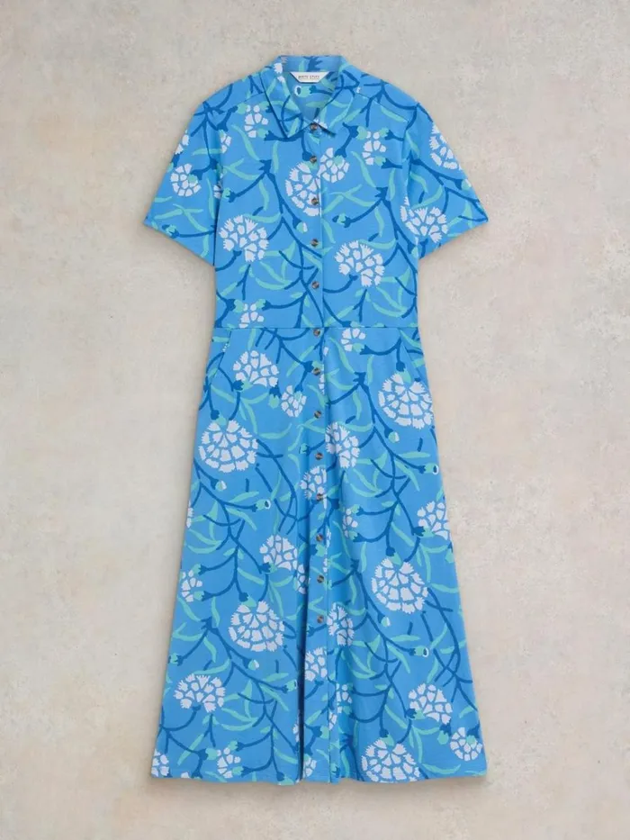 Women DRESSES White Stuff Rua Jersey Print Midi Dress Blue Multi Women DRESSES White Stuff Rua Jersey Print Midi Dress Blue Multi
