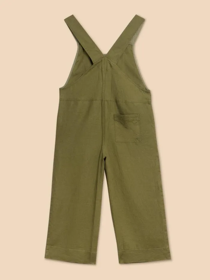 Women DRESSES White Stuff Viola Crop Linen Dungaree Khaki Green Women DRESSES White Stuff Viola Crop Linen Dungaree Khaki Green