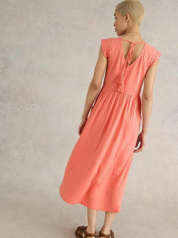 Women DRESSES White Stuff Violet Broderie Jersey Dress Bright Orange Women DRESSES White Stuff Violet Broderie Jersey Dress Bright Orange